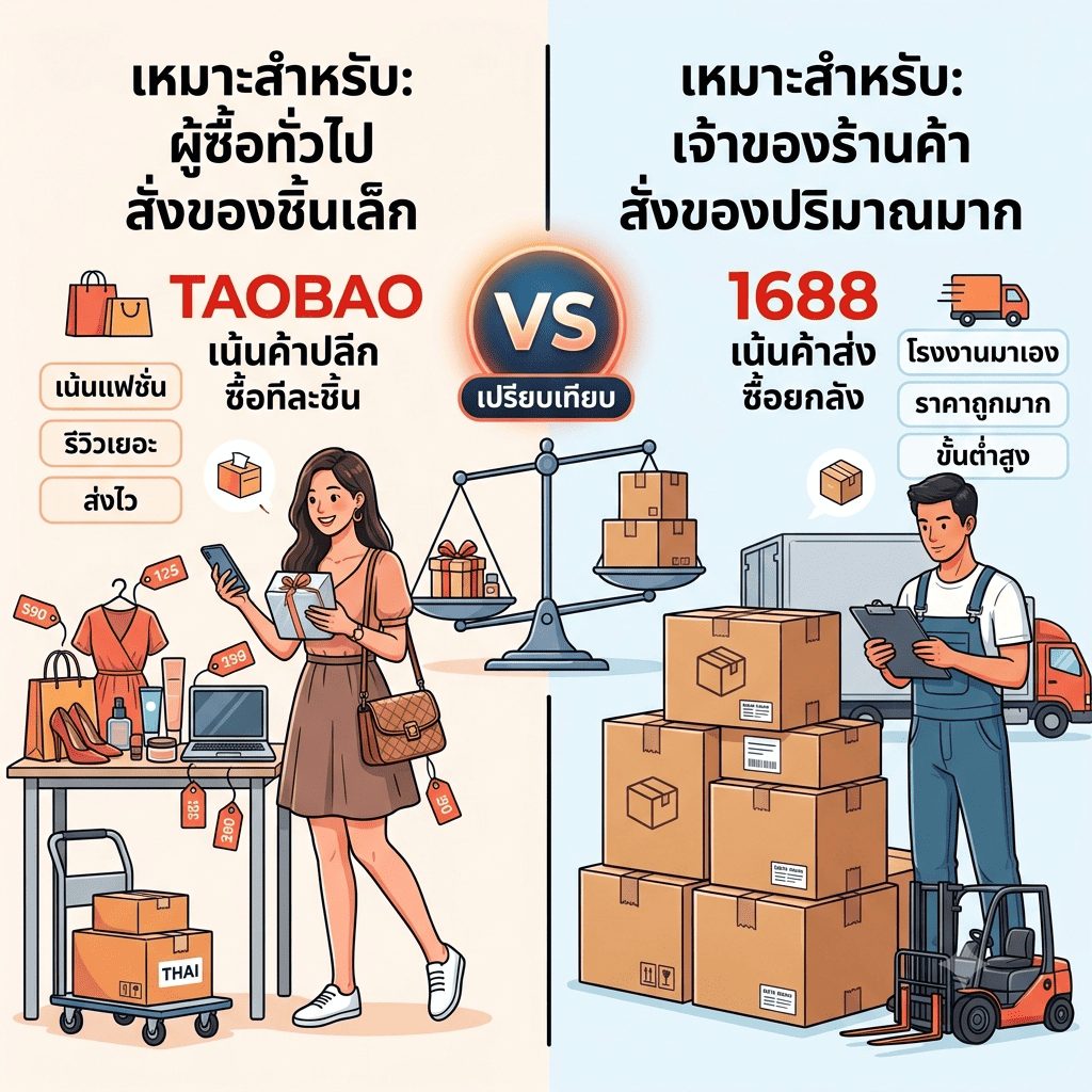 เปรียบเทียบสั่งซื้อ Taobao กับ 1688 ในระบบพรีออเดอร์จีน | API China